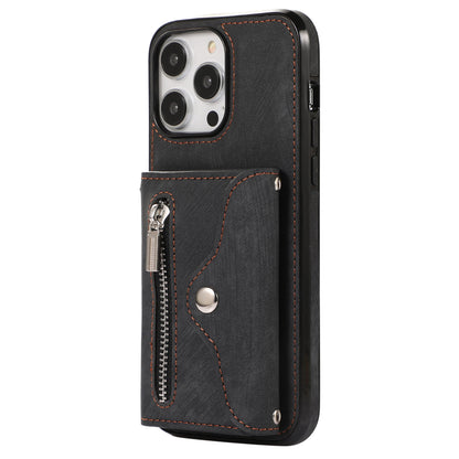 For iPhone 12 Pro Max 6.7 inch PU Leather+TPU Phone Case RFID Blocking Card Bag Kickstand Cover with 2 Straps