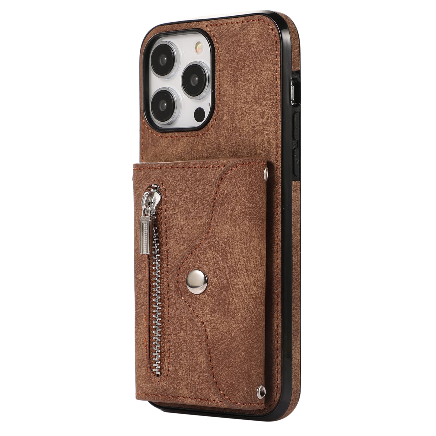 For iPhone 12 Pro Max 6.7 inch PU Leather+TPU Phone Case RFID Blocking Card Bag Kickstand Cover with 2 Straps