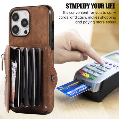 For iPhone 12 Pro Max 6.7 inch PU Leather+TPU Phone Case RFID Blocking Card Bag Kickstand Cover with 2 Straps