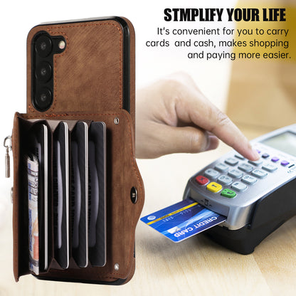 Anti-Dust PU Leather+TPU Phone Case for Samsung Galaxy S23 RFID Blocking Card Bag Kickstand Cover