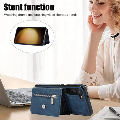 Anti-Dust PU Leather+TPU Phone Case for Samsung Galaxy S23 RFID Blocking Card Bag Kickstand Cover