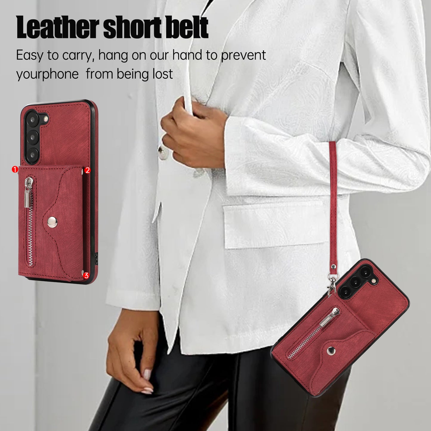 Anti-Dust PU Leather+TPU Phone Case for Samsung Galaxy S23 RFID Blocking Card Bag Kickstand Cover