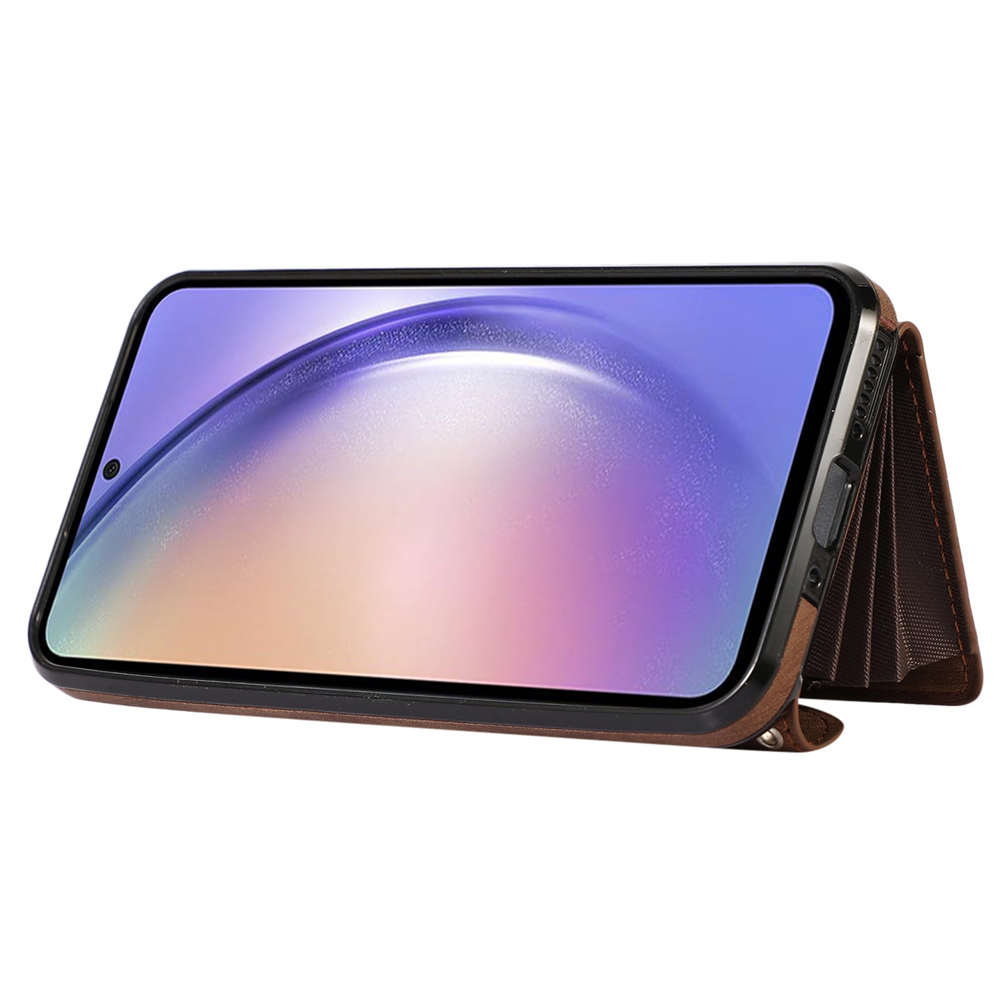 For Samsung Galaxy A34 5G Anti-Scratch Phone Case Kickstand PU Leather+TPU RFID Blocking Card Bag Cover