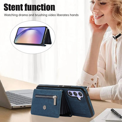 For Samsung Galaxy A34 5G Anti-Scratch Phone Case Kickstand PU Leather+TPU RFID Blocking Card Bag Cover