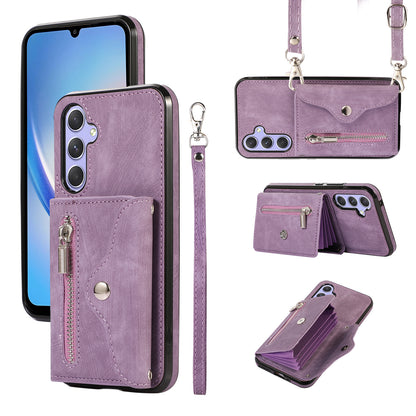 For Samsung Galaxy A34 5G Anti-Scratch Phone Case Kickstand PU Leather+TPU RFID Blocking Card Bag Cover