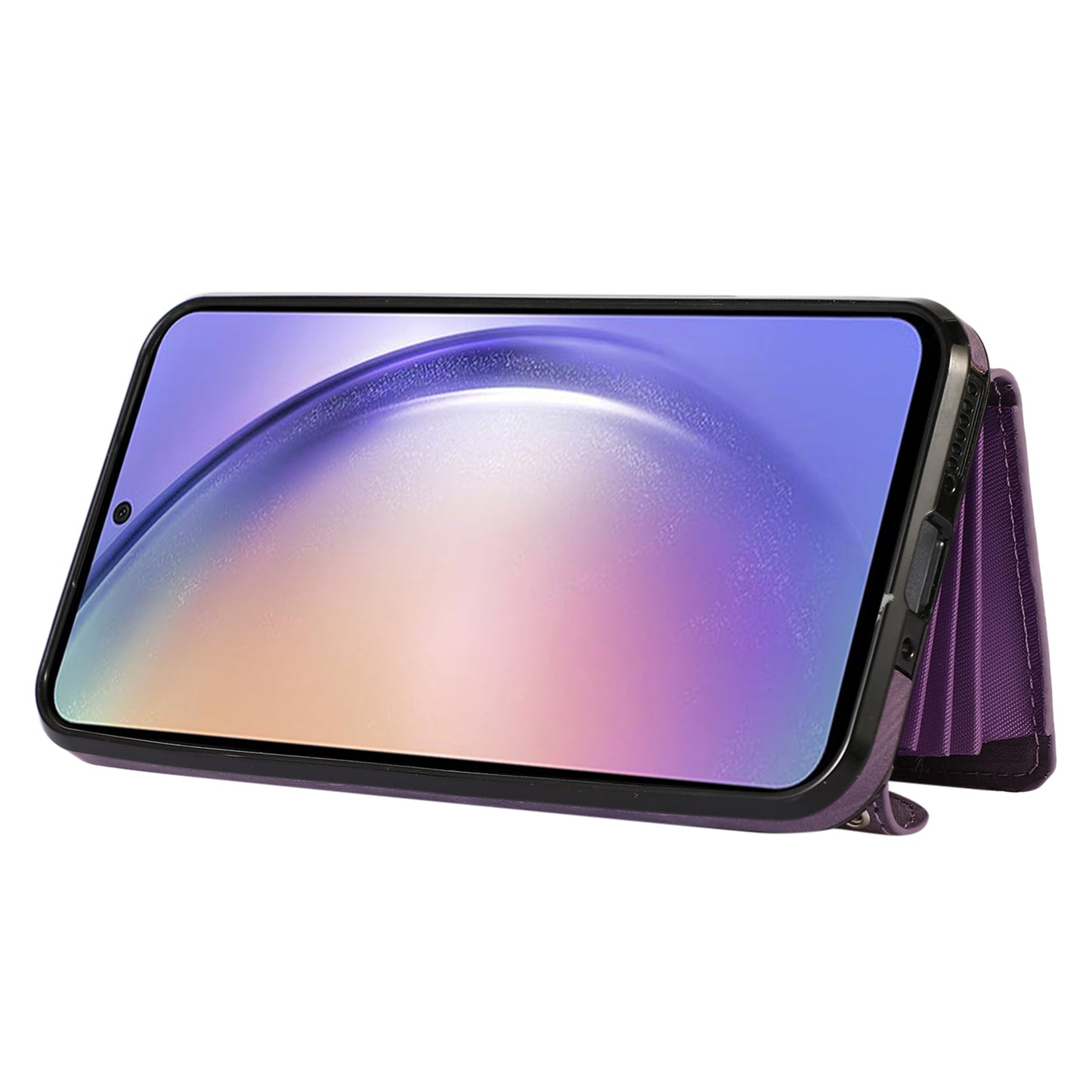 For Samsung Galaxy A34 5G Anti-Scratch Phone Case Kickstand PU Leather+TPU RFID Blocking Card Bag Cover