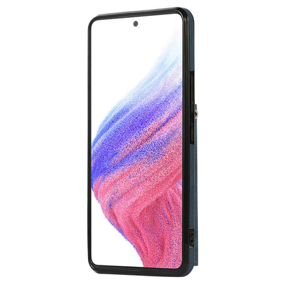 For Samsung Galaxy A53 5G Anti-Fingerprint Cover Kickstand PU Leather+TPU Cell Phone Case with RFID Blocking Card Bag