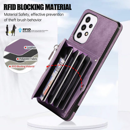 For Samsung Galaxy A52 4G / A52s 5G / A52 5G Smartphone Case RFID Blocking Card Holder Kickstand PU Leather+TPU Cover