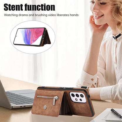 For Samsung Galaxy A52 4G / A52s 5G / A52 5G Smartphone Case RFID Blocking Card Holder Kickstand PU Leather+TPU Cover