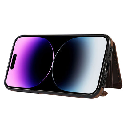 For iPhone 14 Pro PU Leather+TPU Scratch Proof Phone Case Kickstand Cover with RFID Blocking Card Bag