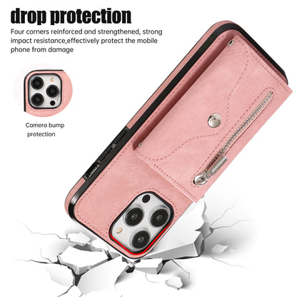 For iPhone 14 Pro PU Leather+TPU Scratch Proof Phone Case Kickstand Cover with RFID Blocking Card Bag