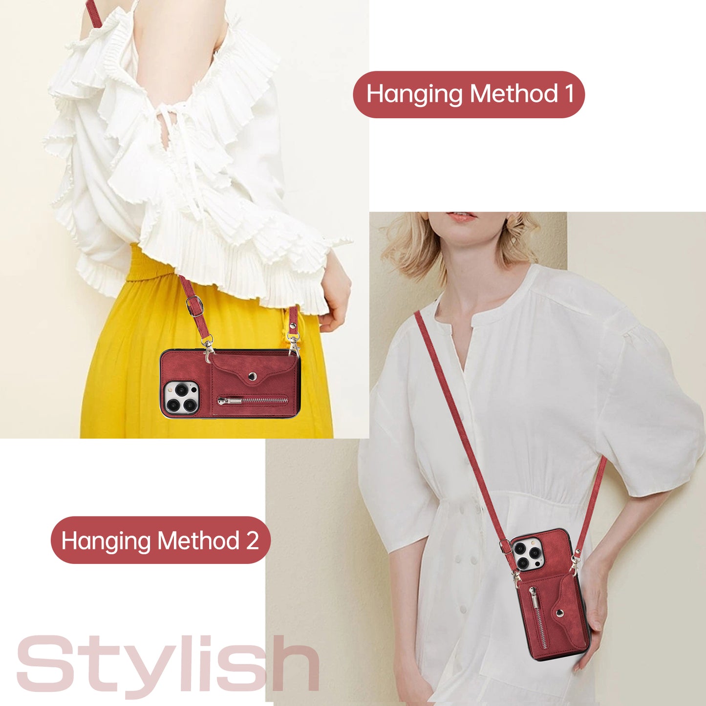 For iPhone 14 Pro PU Leather+TPU Scratch Proof Phone Case Kickstand Cover with RFID Blocking Card Bag