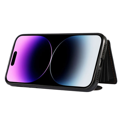 For iPhone 14 Pro PU Leather+TPU Scratch Proof Phone Case Kickstand Cover with RFID Blocking Card Bag