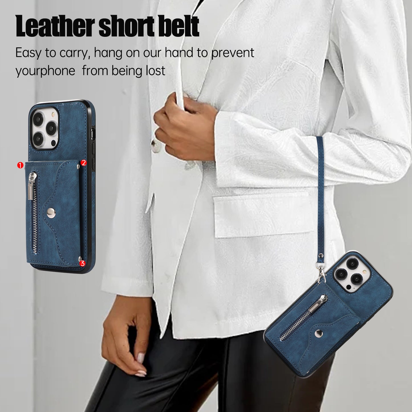 For iPhone 14 Pro Max PU Leather+TPU Phone Case Kickstand Back Cover with RFID Blocking Card Bag