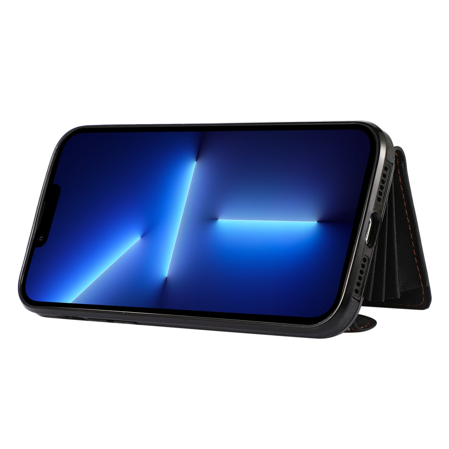 Mobile Phone Case for iPhone 13 Pro Max 6.7 inch PU Leather+TPU Kickstand RFID Blocking Card Bag Back Cover