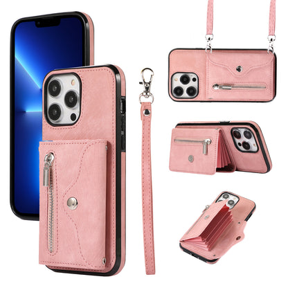 Mobile Phone Case for iPhone 13 Pro Max 6.7 inch PU Leather+TPU Kickstand RFID Blocking Card Bag Back Cover