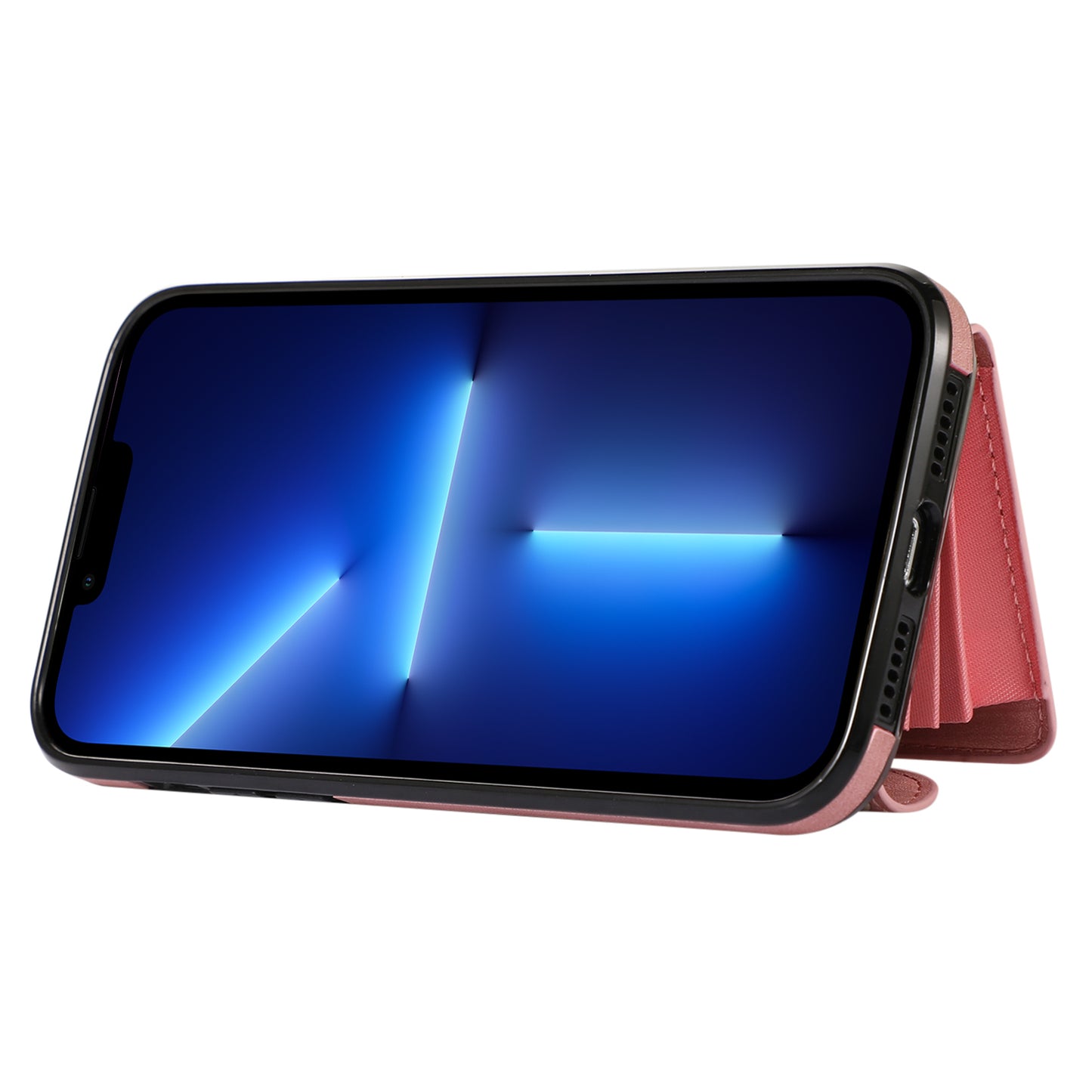 Mobile Phone Case for iPhone 13 Pro Max 6.7 inch PU Leather+TPU Kickstand RFID Blocking Card Bag Back Cover