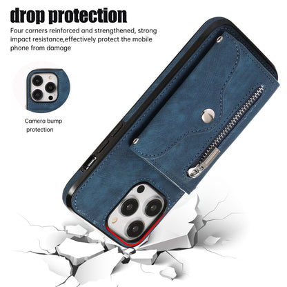 Mobile Phone Case for iPhone 13 Pro Max 6.7 inch PU Leather+TPU Kickstand RFID Blocking Card Bag Back Cover