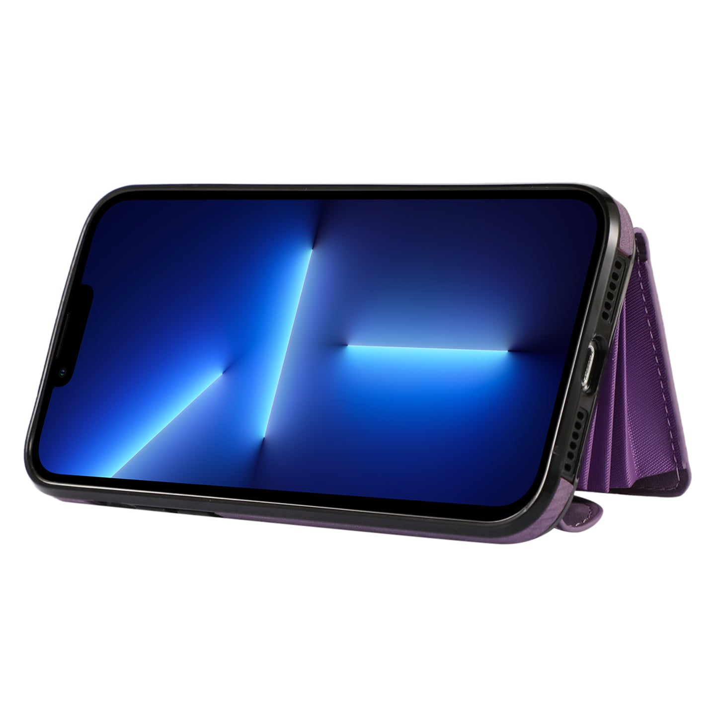 Mobile Phone Case for iPhone 13 Pro Max 6.7 inch PU Leather+TPU Kickstand RFID Blocking Card Bag Back Cover