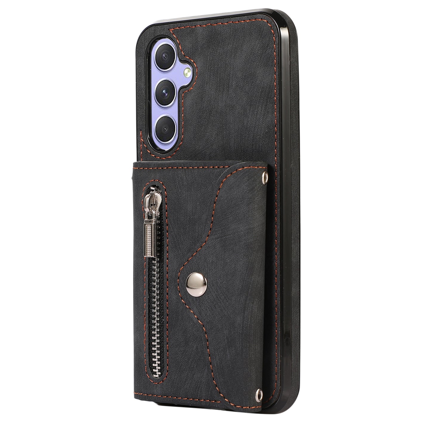 For Samsung Galaxy A14 4G / 5G Phone Carrying Pouch RFID Blocking Card Bag Kickstand PU Leather+TPU Case