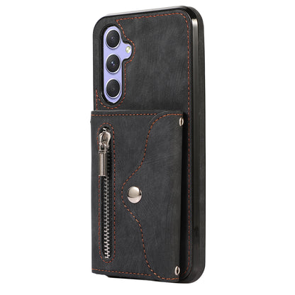 For Samsung Galaxy A14 4G / 5G Phone Carrying Pouch RFID Blocking Card Bag Kickstand PU Leather+TPU Case