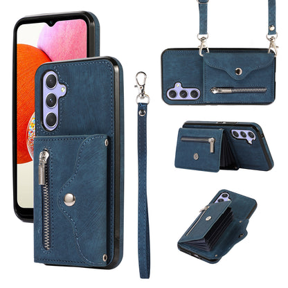 For Samsung Galaxy A14 4G / 5G Phone Carrying Pouch RFID Blocking Card Bag Kickstand PU Leather+TPU Case