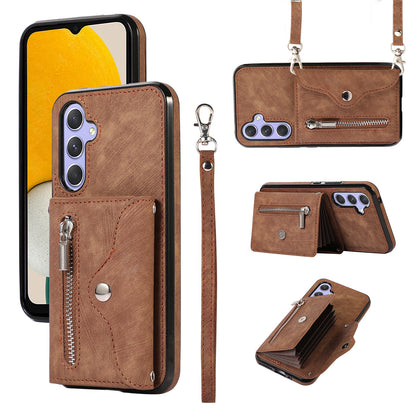 Smartphone Case for Samsung Galaxy A13 5G PU Leather+TPU Kickstand Shell with RFID Blocking Card Bag