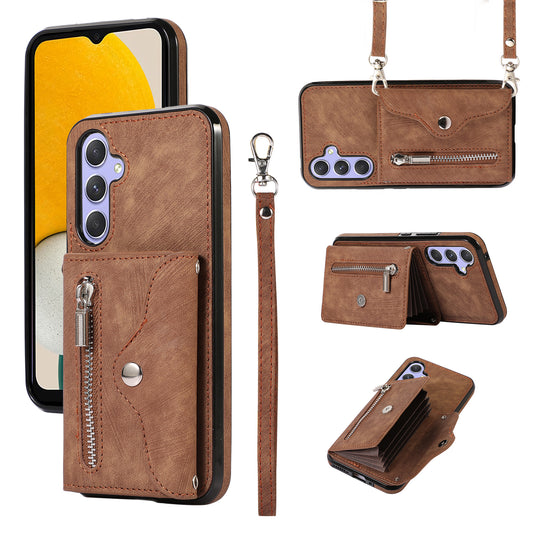 Smartphone Case for Samsung Galaxy A13 5G PU Leather+TPU Kickstand Shell with RFID Blocking Card Bag