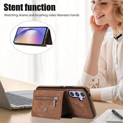 Smartphone Case for Samsung Galaxy A13 5G PU Leather+TPU Kickstand Shell with RFID Blocking Card Bag