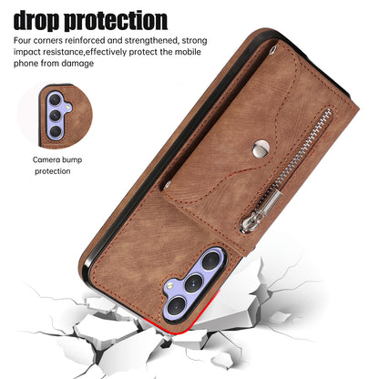 Smartphone Case for Samsung Galaxy A13 5G PU Leather+TPU Kickstand Shell with RFID Blocking Card Bag