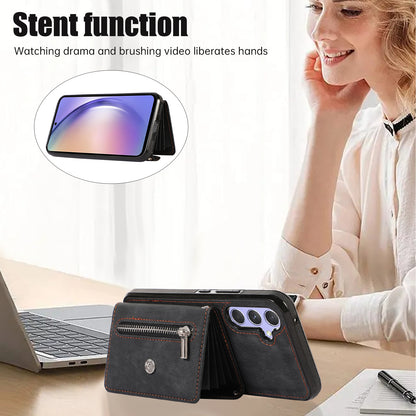 Smartphone Case for Samsung Galaxy A13 5G PU Leather+TPU Kickstand Shell with RFID Blocking Card Bag