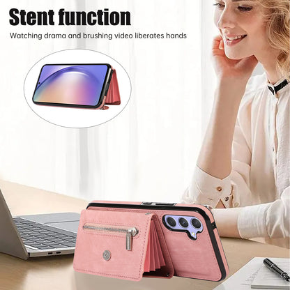 Smartphone Case for Samsung Galaxy A13 5G PU Leather+TPU Kickstand Shell with RFID Blocking Card Bag