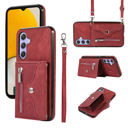 Smartphone Case for Samsung Galaxy A13 5G PU Leather+TPU Kickstand Shell with RFID Blocking Card Bag