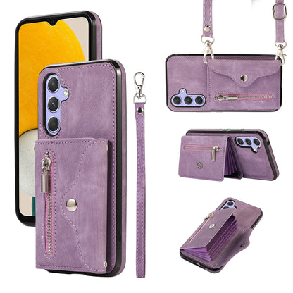 Smartphone Case for Samsung Galaxy A13 5G PU Leather+TPU Kickstand Shell with RFID Blocking Card Bag