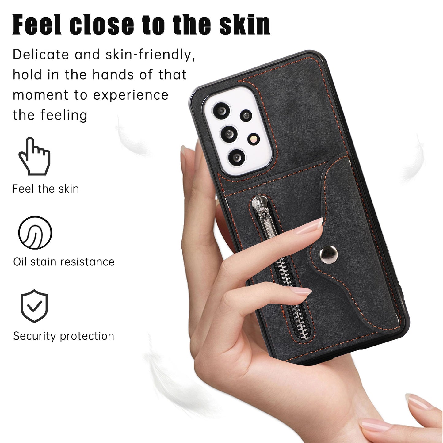 Phone Case for Samsung Galaxy A32 5G / M32 5G PU Leather+TPU Shell with RFID Blocking Card Bag and Kickstand