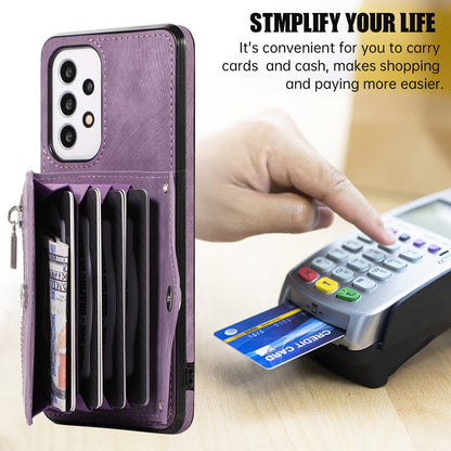 Phone Case for Samsung Galaxy A32 5G / M32 5G PU Leather+TPU Shell with RFID Blocking Card Bag and Kickstand