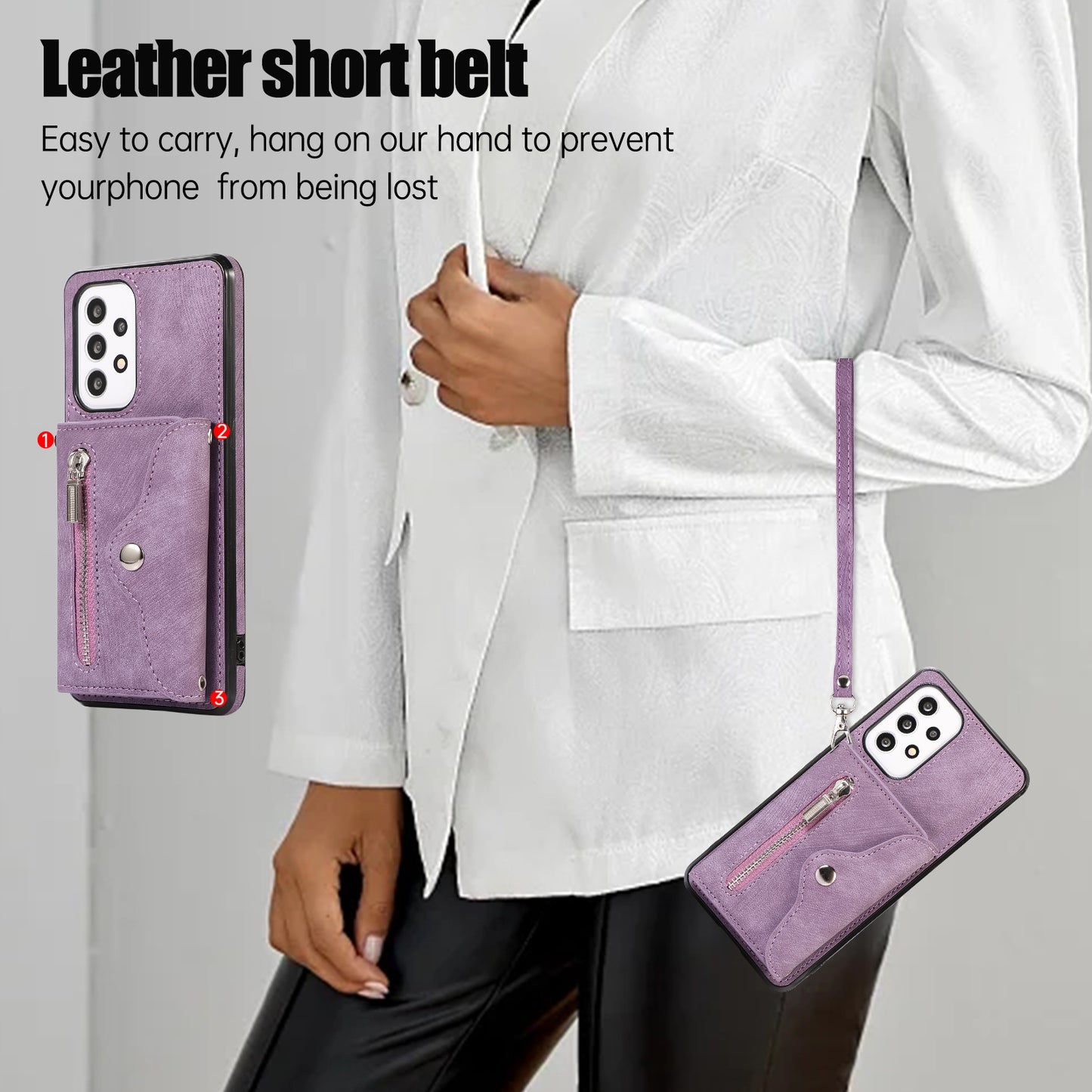 Phone Case for Samsung Galaxy A32 5G / M32 5G PU Leather+TPU Shell with RFID Blocking Card Bag and Kickstand