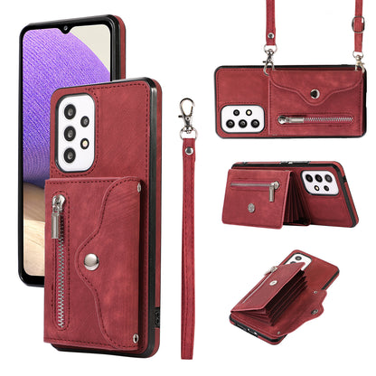 Phone Case for Samsung Galaxy A32 5G / M32 5G PU Leather+TPU Shell with RFID Blocking Card Bag and Kickstand