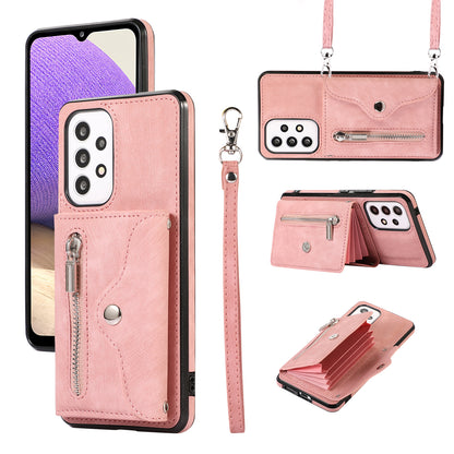 Phone Case for Samsung Galaxy A32 5G / M32 5G PU Leather+TPU Shell with RFID Blocking Card Bag and Kickstand