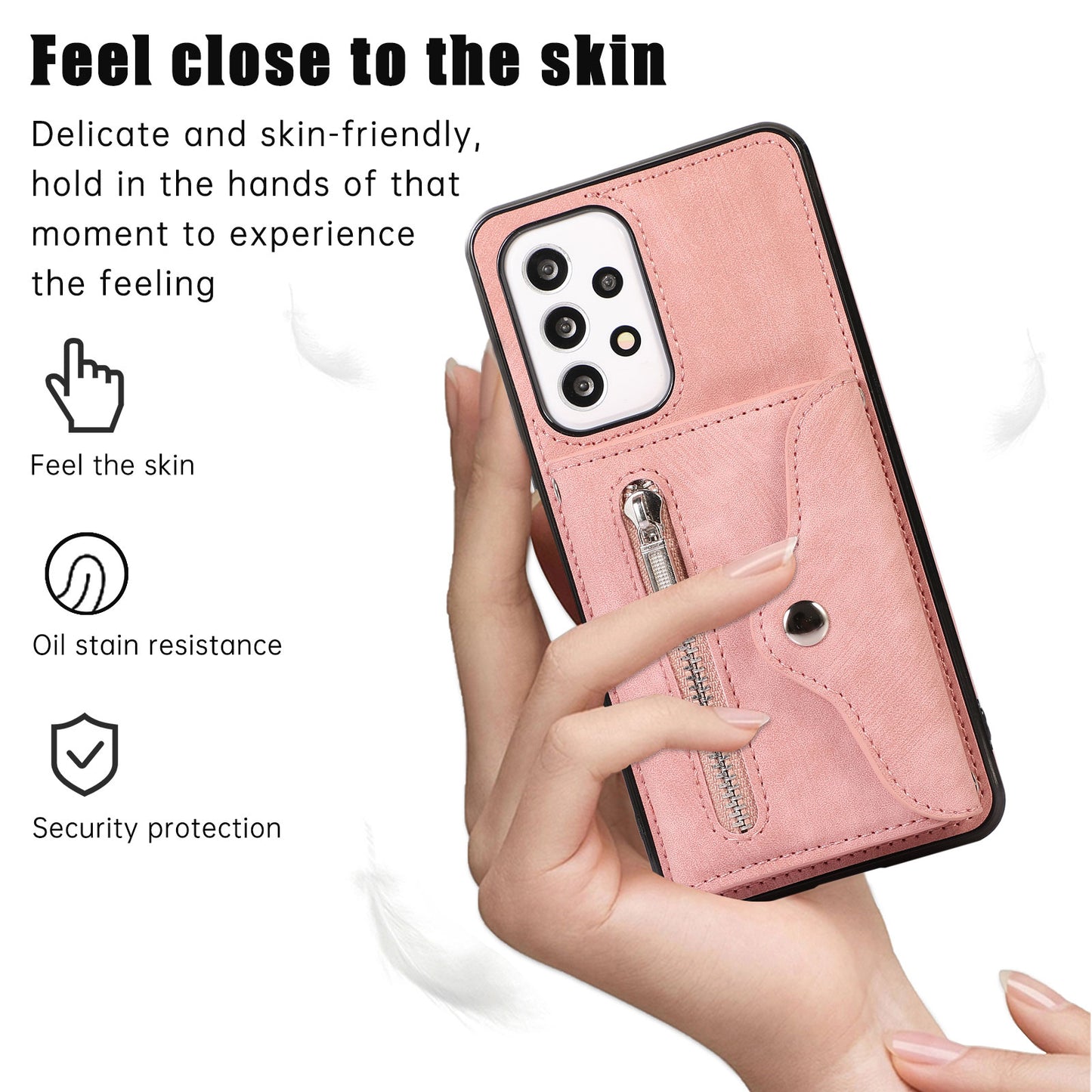 Phone Case for Samsung Galaxy A32 5G / M32 5G PU Leather+TPU Shell with RFID Blocking Card Bag and Kickstand