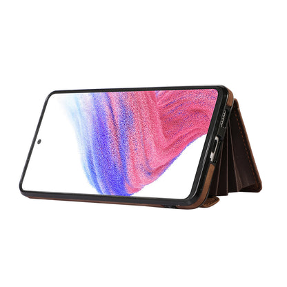 Phone Case for Samsung Galaxy A32 5G / M32 5G PU Leather+TPU Shell with RFID Blocking Card Bag and Kickstand