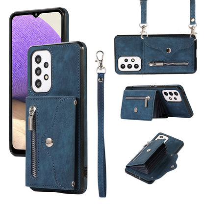 Phone Case for Samsung Galaxy A32 5G / M32 5G PU Leather+TPU Shell with RFID Blocking Card Bag and Kickstand
