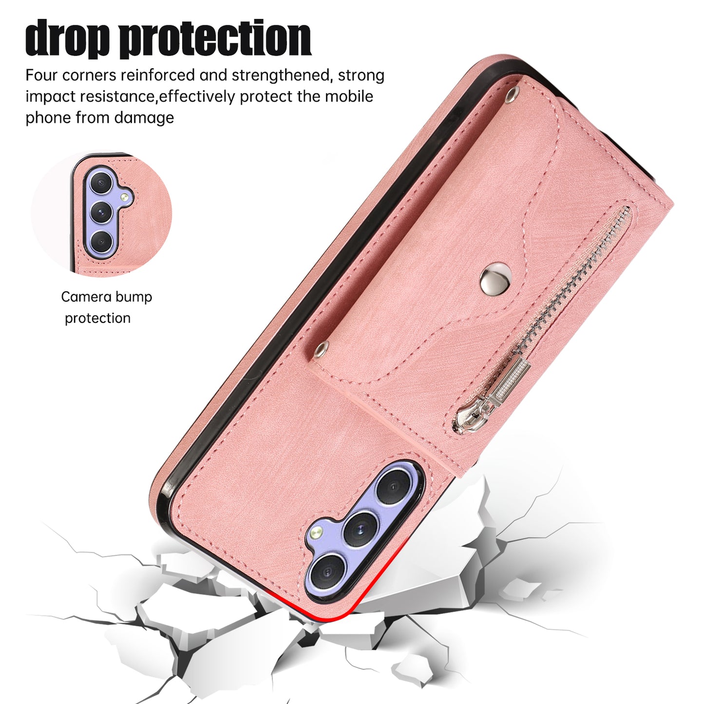 For Samsung Galaxy A24 4G Wallet Design Phone Case RFID Blocking Card Bag Kickstand PU Leather+TPU Cover