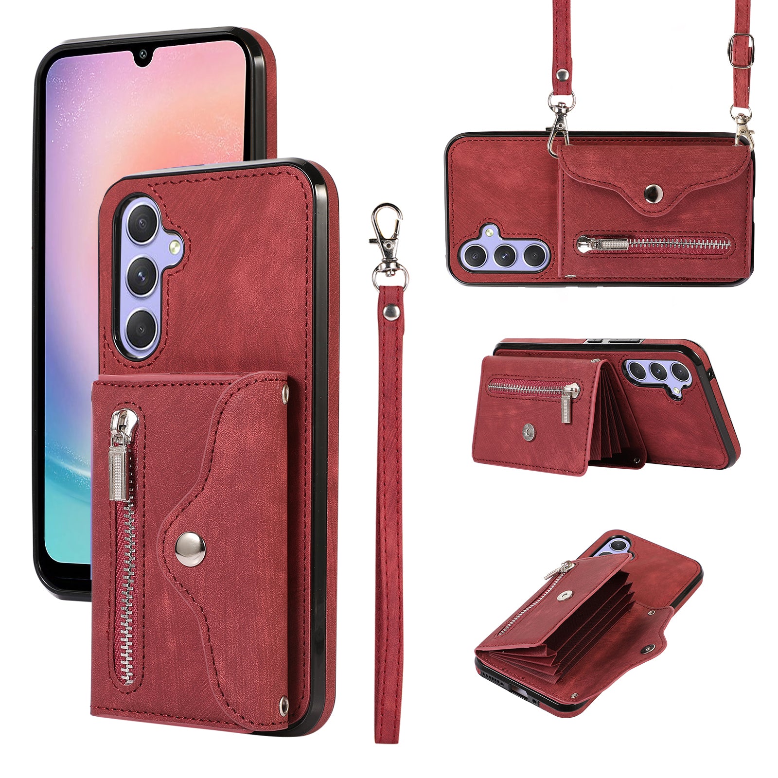 For Samsung Galaxy A24 4G Wallet Design Phone Case RFID Blocking Card Bag Kickstand PU Leather+TPU Cover