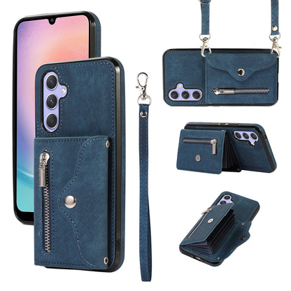 For Samsung Galaxy A24 4G Wallet Design Phone Case RFID Blocking Card Bag Kickstand PU Leather+TPU Cover