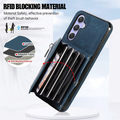 For Samsung Galaxy A24 4G Wallet Design Phone Case RFID Blocking Card Bag Kickstand PU Leather+TPU Cover