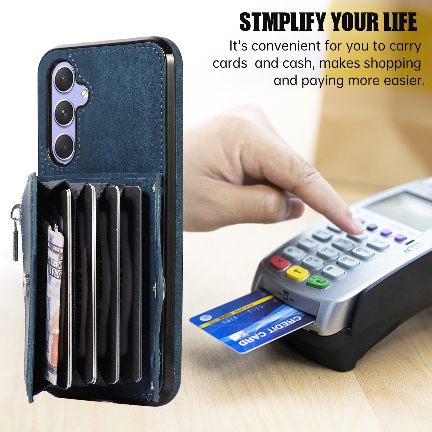 For Samsung Galaxy A24 4G Wallet Design Phone Case RFID Blocking Card Bag Kickstand PU Leather+TPU Cover