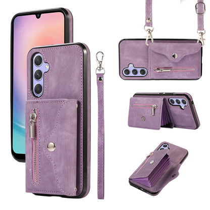 For Samsung Galaxy A24 4G Wallet Design Phone Case RFID Blocking Card Bag Kickstand PU Leather+TPU Cover
