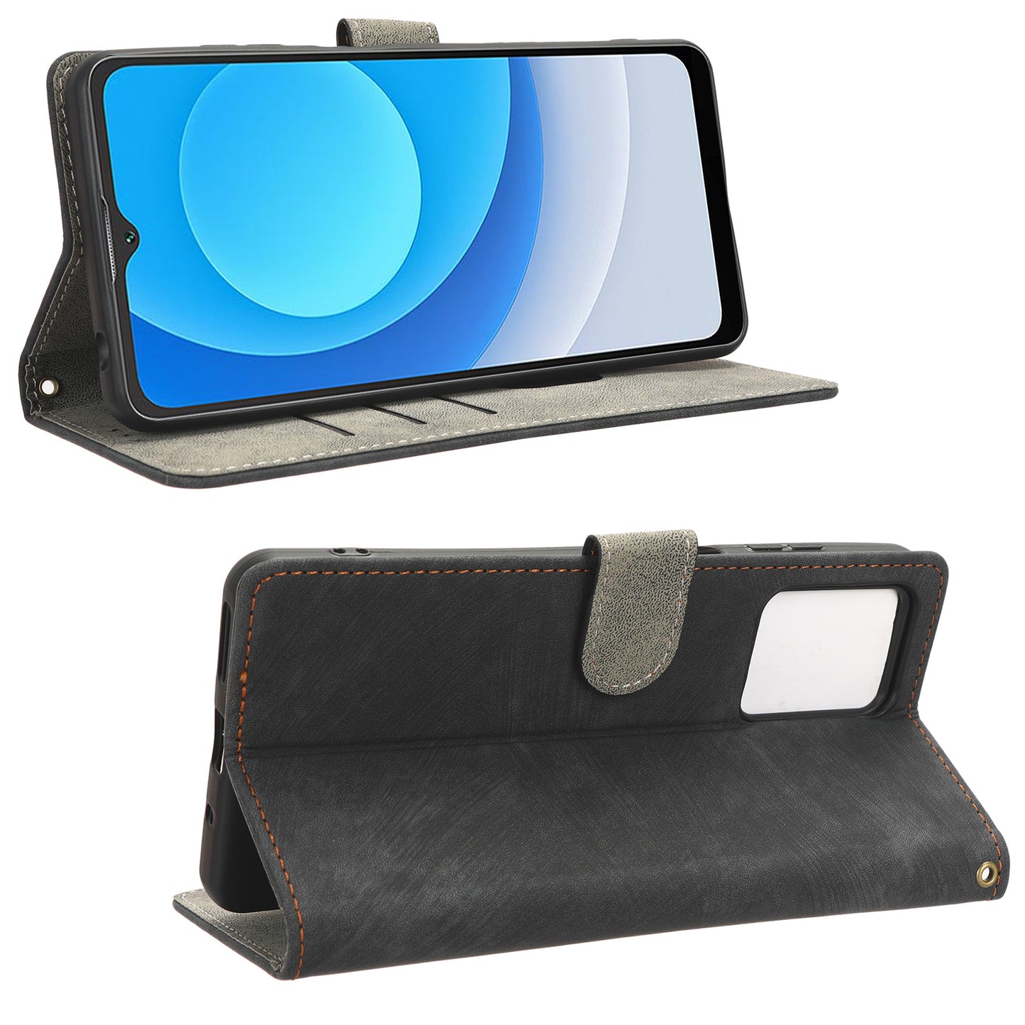 RFID Blocking Wallet Cover for Blackview A53 / A53 Pro , PU Leather Foldable Stand Phone Case with Strap