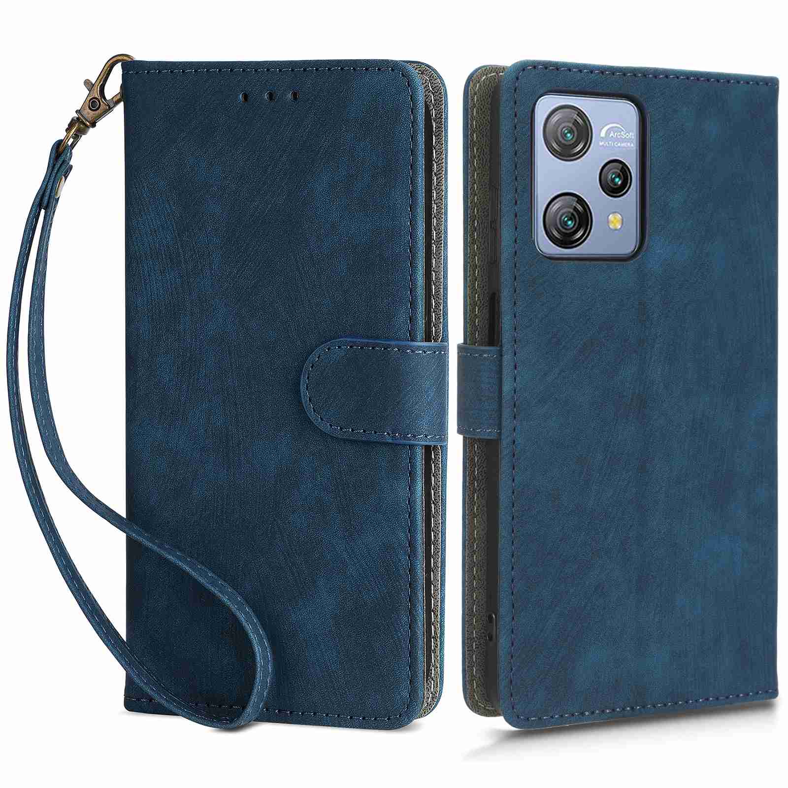 RFID Blocking Wallet Cover for Blackview A53 / A53 Pro , PU Leather Foldable Stand Phone Case with Strap